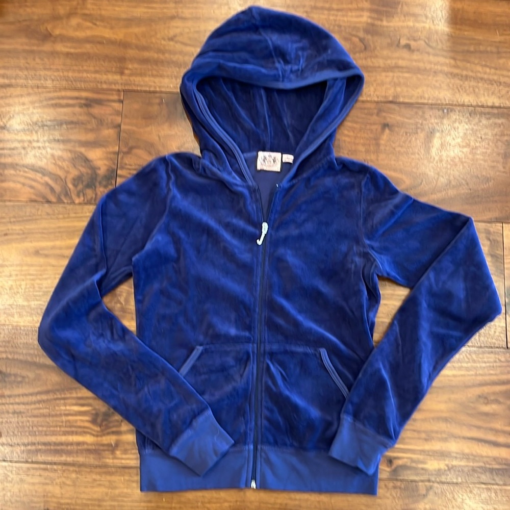 Juicy Couture classic blue velour full zip small hoodie.